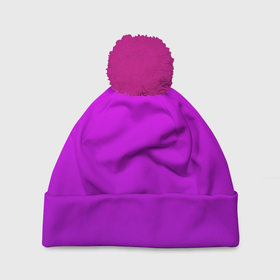 Шапка 3D c помпоном с принтом Ярко фиолетовый градиент в Тюмени, 100% полиэстер | универсальный размер, печать по всей поверхности изделия | 
