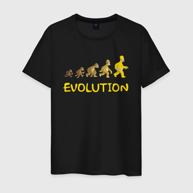 Мужская футболка хлопок с принтом Эволюция Гомера в Курске, 100% хлопок | прямой крой, круглый вырез горловины, длина до линии бедер, слегка спущенное плечо. | Тематика изображения на принте: 