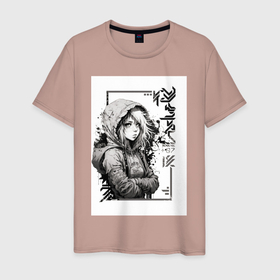 Мужская футболка хлопок с принтом grunge girl в Екатеринбурге, 100% хлопок | прямой крой, круглый вырез горловины, длина до линии бедер, слегка спущенное плечо. | 