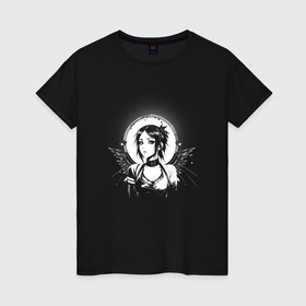 Женская футболка хлопок с принтом Anime gothic angel girl , 100% хлопок | прямой крой, круглый вырез горловины, длина до линии бедер, слегка спущенное плечо | 