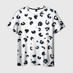 Мужская футболка 3D с принтом Снежный барсик в Екатеринбурге, 100% полиэфир | прямой крой, круглый вырез горловины, длина до линии бедер | Тематика изображения на принте: 