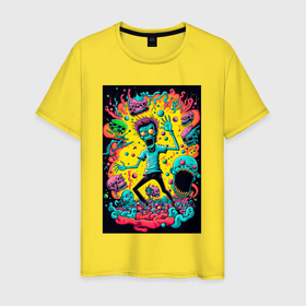 Мужская футболка хлопок с принтом Acid madness в Санкт-Петербурге, 100% хлопок | прямой крой, круглый вырез горловины, длина до линии бедер, слегка спущенное плечо. | 