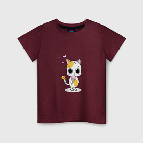 Детская футболка хлопок с принтом кот с мороженым в Тюмени, 100% хлопок | круглый вырез горловины, полуприлегающий силуэт, длина до линии бедер | Тематика изображения на принте: 
