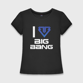 Женская футболка хлопок Slim с принтом I love big bang в Курске,  |  | Тематика изображения на принте: 