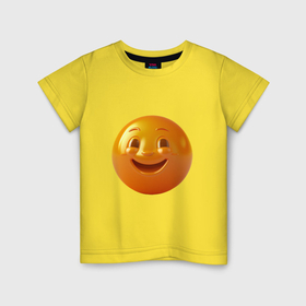 Детская футболка хлопок с принтом Смайлик улыбка в Екатеринбурге, 100% хлопок | круглый вырез горловины, полуприлегающий силуэт, длина до линии бедер | Тематика изображения на принте: 
