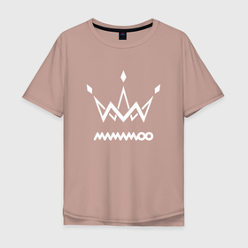 Мужская футболка хлопок Oversize с принтом Mamamoo white logo в Екатеринбурге, 100% хлопок | свободный крой, круглый ворот, “спинка” длиннее передней части | 