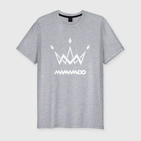 Мужская футболка хлопок Slim с принтом Mamamoo white logo в Екатеринбурге, 92% хлопок, 8% лайкра | приталенный силуэт, круглый вырез ворота, длина до линии бедра, короткий рукав | 