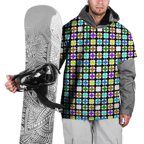 Накидка на куртку 3D с принтом Геометрический узор в клетку разноцветный в Тюмени, 100% полиэстер |  | 