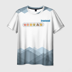 Мужская футболка 3D с принтом Фронтэнд vs Бэкэнд в Екатеринбурге, 100% полиэфир | прямой крой, круглый вырез горловины, длина до линии бедер | 