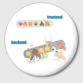Значок с принтом Коврик для мыши Frontend Backend в Тюмени,  металл | круглая форма, металлическая застежка в виде булавки | 