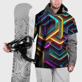 Накидка на куртку 3D с принтом Неоновый узор на стене в Екатеринбурге, 100% полиэстер |  | Тематика изображения на принте: 