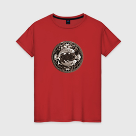 Женская футболка хлопок с принтом Знак зодиака Рыбы созданный нейросетью в Новосибирске, 100% хлопок | прямой крой, круглый вырез горловины, длина до линии бедер, слегка спущенное плечо | 