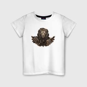 Детская футболка хлопок с принтом Знак зодиака Лев созданный нейросетью в Белгороде, 100% хлопок | круглый вырез горловины, полуприлегающий силуэт, длина до линии бедер | Тематика изображения на принте: 