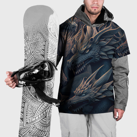Накидка на куртку 3D с принтом Металлические японские драконы , 100% полиэстер |  | Тематика изображения на принте: 
