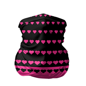 Бандана-труба 3D с принтом Черные и розовые сердца узор в Тюмени, 100% полиэстер, ткань с особыми свойствами — Activecool | плотность 150‒180 г/м2; хорошо тянется, но сохраняет форму | Тематика изображения на принте: 