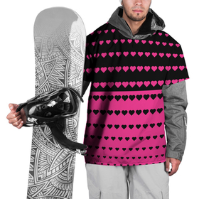 Накидка на куртку 3D с принтом Черные и розовые сердца узор в Екатеринбурге, 100% полиэстер |  | Тематика изображения на принте: 