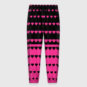 Мужские брюки 3D с принтом Черные и розовые сердца узор в Новосибирске, 100% полиэстер | манжеты по низу, эластичный пояс регулируется шнурком, по бокам два кармана без застежек, внутренняя часть кармана из мелкой сетки | 