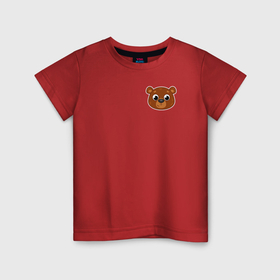 Детская футболка хлопок с принтом Мордочка медведя , 100% хлопок | круглый вырез горловины, полуприлегающий силуэт, длина до линии бедер | Тематика изображения на принте: 