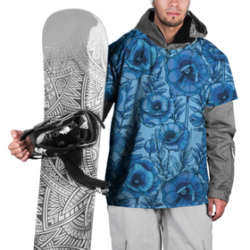Накидка на куртку 3D с принтом Синие цветы в Белгороде, 100% полиэстер |  | Тематика изображения на принте: 