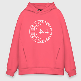 Мужское худи Oversize хлопок с принтом Mamamoo white emblem в Петрозаводске, френч-терри — 70% хлопок, 30% полиэстер. Мягкий теплый начес внутри —100% хлопок | боковые карманы, эластичные манжеты и нижняя кромка, капюшон на магнитной кнопке | 