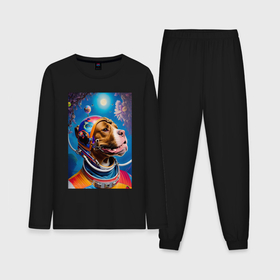 Мужская пижама с лонгсливом хлопок с принтом Булли космонавт   нейросеть в Кировске,  |  | 