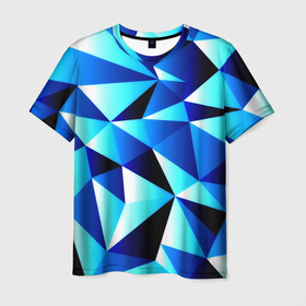 Мужская футболка 3D с принтом Полигоны треугольники в Тюмени, 100% полиэфир | прямой крой, круглый вырез горловины, длина до линии бедер | 