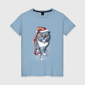 Женская футболка хлопок с принтом Гном кот в Петрозаводске, 100% хлопок | прямой крой, круглый вырез горловины, длина до линии бедер, слегка спущенное плечо | 