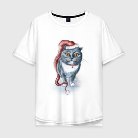 Мужская футболка хлопок Oversize с принтом Гном кот в Петрозаводске, 100% хлопок | свободный крой, круглый ворот, “спинка” длиннее передней части | 
