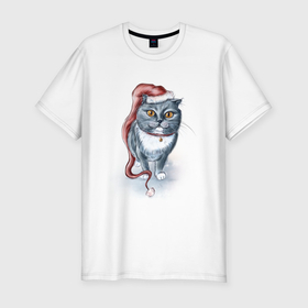 Мужская футболка хлопок Slim с принтом Гном кот в Петрозаводске, 92% хлопок, 8% лайкра | приталенный силуэт, круглый вырез ворота, длина до линии бедра, короткий рукав | 