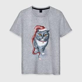 Мужская футболка хлопок с принтом Гном кот в Петрозаводске, 100% хлопок | прямой крой, круглый вырез горловины, длина до линии бедер, слегка спущенное плечо. | 