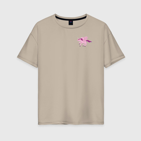 Женская футболка хлопок Oversize с принтом Розовый пегас единорог в Тюмени, 100% хлопок | свободный крой, круглый ворот, спущенный рукав, длина до линии бедер
 | 