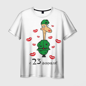 Мужская футболка 3D с принтом 23 февраля арт солдат , 100% полиэфир | прямой крой, круглый вырез горловины, длина до линии бедер | 