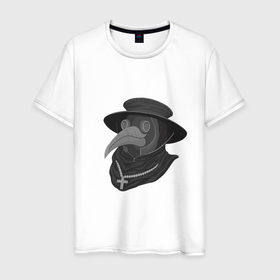 Мужская футболка хлопок с принтом Маска чумного доктора в Екатеринбурге, 100% хлопок | прямой крой, круглый вырез горловины, длина до линии бедер, слегка спущенное плечо. | 