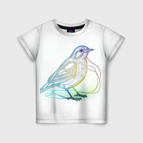 Детская футболка 3D с принтом Neon птица в Екатеринбурге, 100% гипоаллергенный полиэфир | прямой крой, круглый вырез горловины, длина до линии бедер, чуть спущенное плечо, ткань немного тянется | 