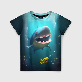 Детская футболка 3D с принтом Я акула туруру в Кировске, 100% гипоаллергенный полиэфир | прямой крой, круглый вырез горловины, длина до линии бедер, чуть спущенное плечо, ткань немного тянется | 