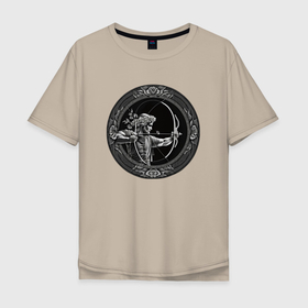 Мужская футболка хлопок Oversize с принтом Знак зодиака Стрелец от нейросети в Санкт-Петербурге, 100% хлопок | свободный крой, круглый ворот, “спинка” длиннее передней части | 