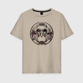 Женская футболка хлопок Oversize с принтом Знак зодиака Овен в бронзе в Курске, 100% хлопок | свободный крой, круглый ворот, спущенный рукав, длина до линии бедер
 | 