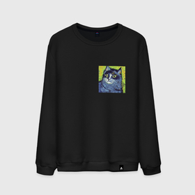 Мужской свитшот хлопок с принтом Задумчивый кот в стиле Ван Гога в Курске, 100% хлопок |  | Тематика изображения на принте: 