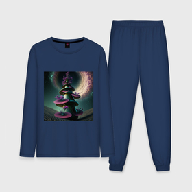 Мужская пижама с лонгсливом хлопок с принтом Космическая клумба ,  |  | Тематика изображения на принте: 