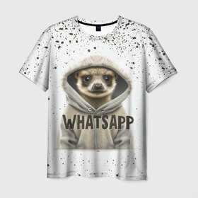 Мужская футболка 3D с принтом Meerkats whatsapp , 100% полиэфир | прямой крой, круглый вырез горловины, длина до линии бедер | Тематика изображения на принте: 