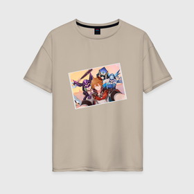Женская футболка хлопок Oversize с принтом Тарталья из Genshin Impact в Курске, 100% хлопок | свободный крой, круглый ворот, спущенный рукав, длина до линии бедер
 | 