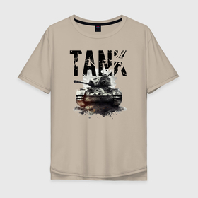 Мужская футболка хлопок Oversize с принтом Tankist в Екатеринбурге, 100% хлопок | свободный крой, круглый ворот, “спинка” длиннее передней части | Тематика изображения на принте: 