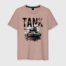 Мужская футболка хлопок с принтом Tankist в Екатеринбурге, 100% хлопок | прямой крой, круглый вырез горловины, длина до линии бедер, слегка спущенное плечо. | Тематика изображения на принте: 