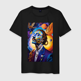 Мужская футболка хлопок с принтом Портрет Сальвадора Дали   сюрреализм   нейросеть в Екатеринбурге, 100% хлопок | прямой крой, круглый вырез горловины, длина до линии бедер, слегка спущенное плечо. | 