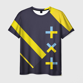 Мужская футболка 3D с принтом TXT yellow geometry в Санкт-Петербурге, 100% полиэфир | прямой крой, круглый вырез горловины, длина до линии бедер | 