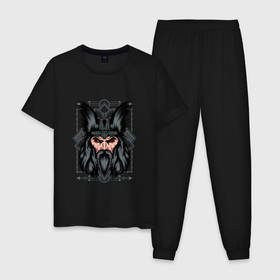 Мужская пижама хлопок с принтом Odin art в Екатеринбурге, 100% хлопок | брюки и футболка прямого кроя, без карманов, на брюках мягкая резинка на поясе и по низу штанин
 | 