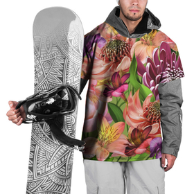 Накидка на куртку 3D с принтом райские цветы в Курске, 100% полиэстер |  | 