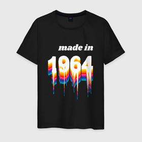Мужская футболка хлопок с принтом Made in 1964 liquid art в Санкт-Петербурге, 100% хлопок | прямой крой, круглый вырез горловины, длина до линии бедер, слегка спущенное плечо. | 