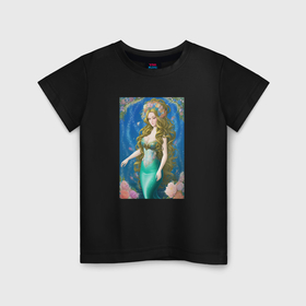 Детская футболка хлопок с принтом Фэнтези  женщина с цветами в Петрозаводске, 100% хлопок | круглый вырез горловины, полуприлегающий силуэт, длина до линии бедер | 