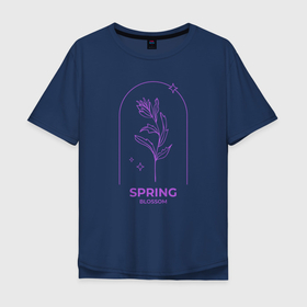 Мужская футболка хлопок Oversize с принтом Spring Blossom Весеннее Цветение в Санкт-Петербурге, 100% хлопок | свободный крой, круглый ворот, “спинка” длиннее передней части | Тематика изображения на принте: 